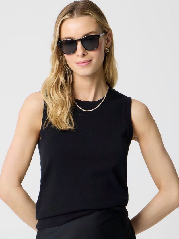 J.Crew Classic Shell Tank Top Black Size Xl 100% Cotton